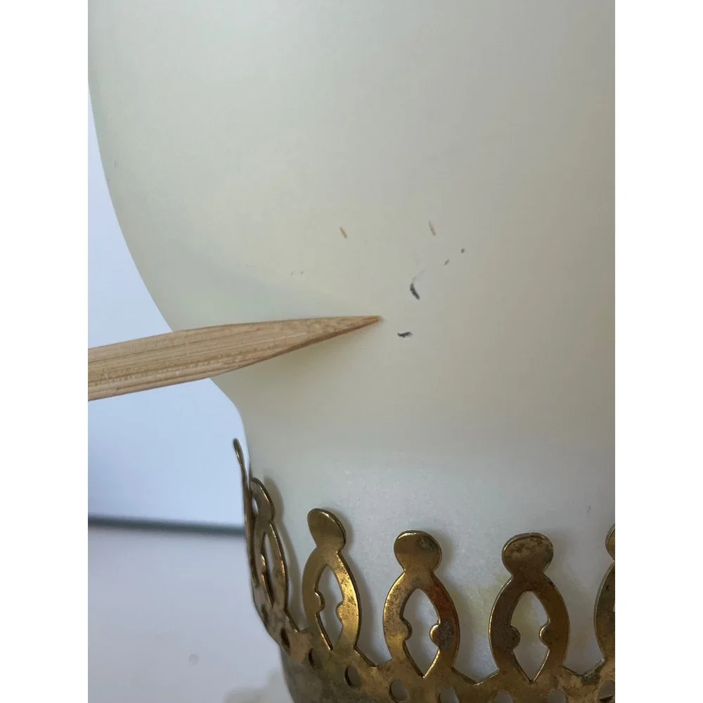 Vintage Hobnail Milk Glass Hurricane Lamp Frosted Chimney Brass Crown Gallery